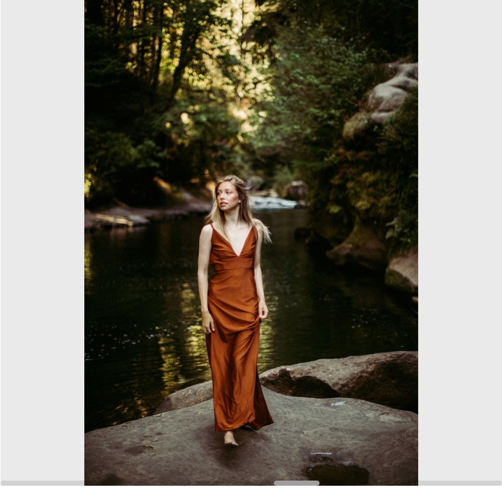 Flutter dress Rust Maxi slip Dress